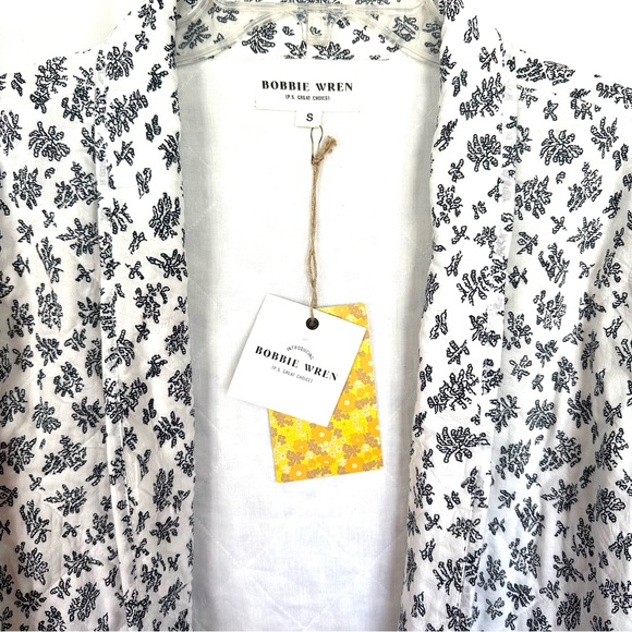 BOBBIE WREN CLAD & CLOTH QUILTED FLORAL PRINT OPEN FRONT JACKET CARDIGAN SzS - Picture 6 of 14